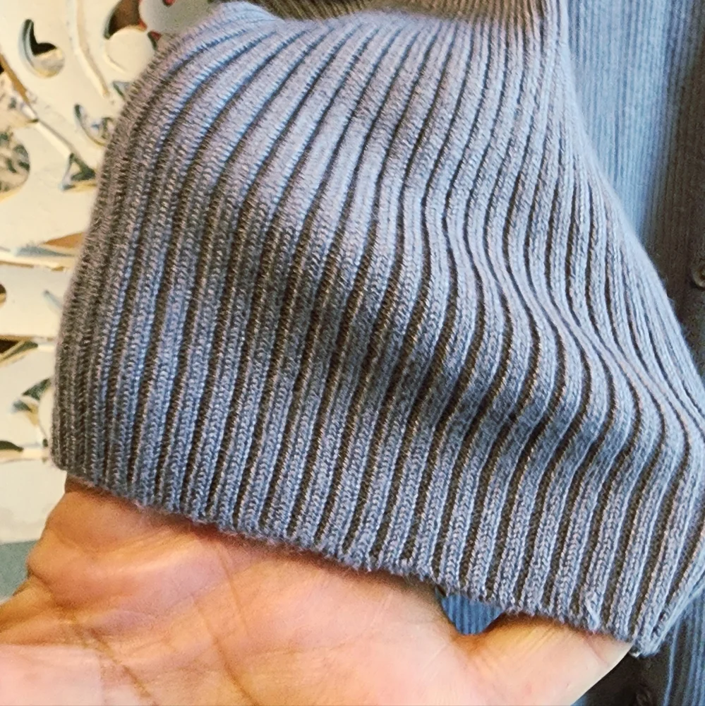 House Of Harlow 1960 Revolve Blue Collared Ribbed Knit Button Down Dress Small - Picture 14 of 15